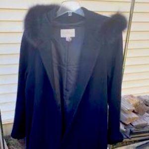 Black Peacoat with Real Fur Hood